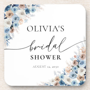 Blue Boho Floral Getränke Coaster Getränkeuntersetzer