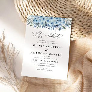 Blue Boho Floral Wedding Einladung