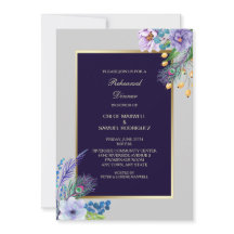 Blue Boho Floral Wedding Probe Einladung