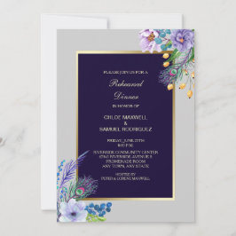 Blue Boho Floral Wedding Probe Einladung