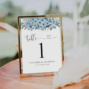 Blue Boho Floral Wedding Tischnummern