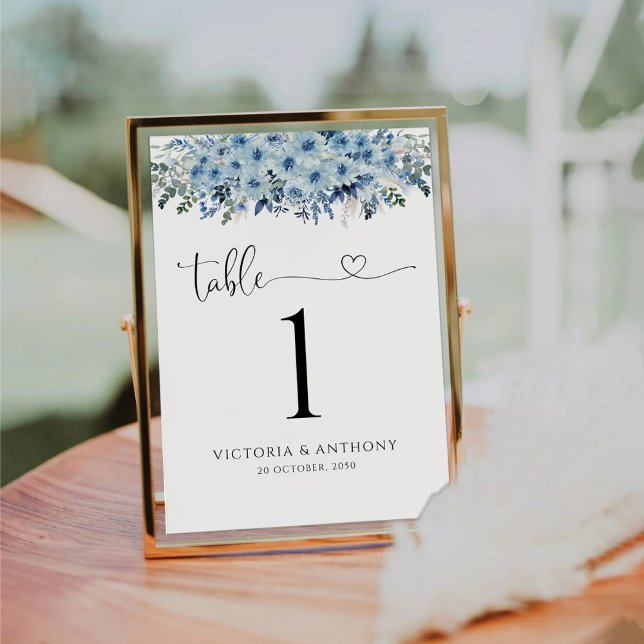 Blue Boho Floral Wedding Tischnummern (Von Creator hochgeladen)
