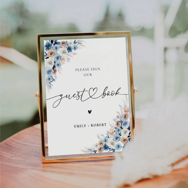 Blue Boho Guest Book Sign Sockelschild (Von Creator hochgeladen)