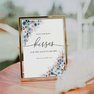 Blue Boho Guest How many Kisses Sign Sockelschild