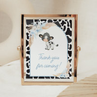 Blue Boho Highland Cow Baby Vielen Dank für Ihr Ko