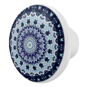 Blue Boho Mandala Keramikknauf