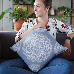 Blue Boho Mandala Kissen