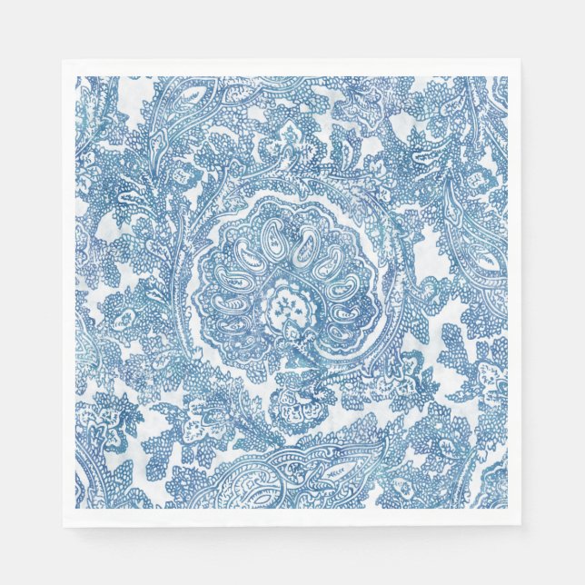 Blue Boho Paisley Pattern Serviette (Vorderseite)