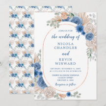 Blue Boho Pampas Grass Wedding