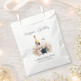 Blue Boho Poppin Champagner Flaschen Babydusche Geschenktütchen