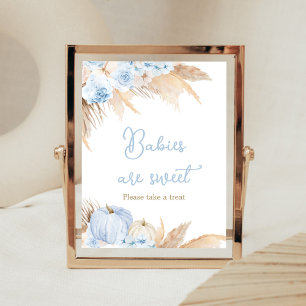 Blue Boho Pumpkin Baby Shower Babies sind süß Poster