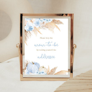Blue Boho Pumpkin Baby Shower Envelope Station Poster