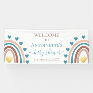Blue Boho Rainbow Custom Baby Duschbanner Banner