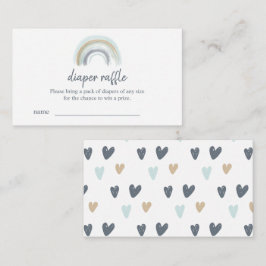 Blue Boho Rainbow Diaper Raffles Tickets Begleitkarte