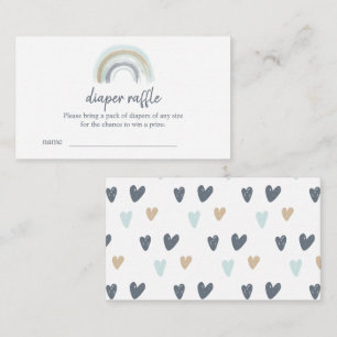 Blue Boho Rainbow Diaper Raffles Tickets Begleitkarte
