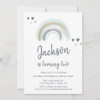 Blue Boho Rainbow Party Einladung