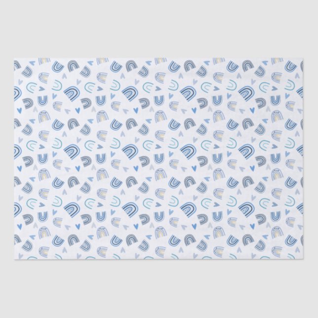 Blue Boho Rainbow Theme Geschenkpapier Seidenpapier (Vorderseite)