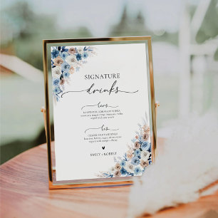 Blue Boho Signature Drinks Unterschrift Sockelschild