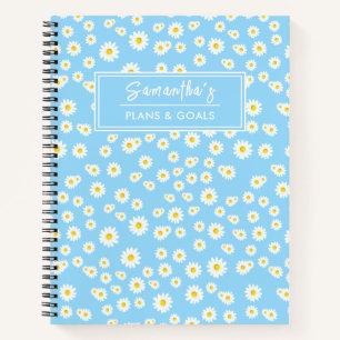 Blue Boho Spring Daisies Pattern Notizbuch