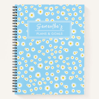 Blue Boho Spring Daisies Pattern Notizbuch