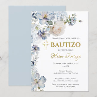 Blue Boho Taufe Einladung