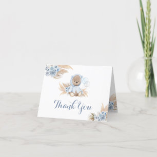 Blue Boho Teddy Bear geklappt Danke Karte
