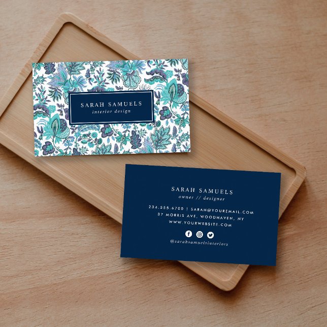 Blue Boho Vintag Floral Visitenkarte (Von Creator hochgeladen)