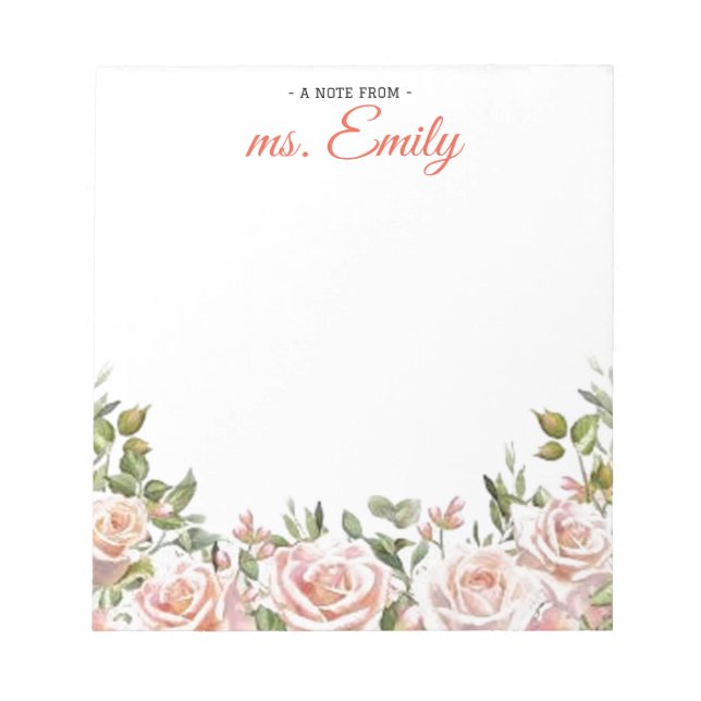 Blue Boho Wasserfarbbänder Personalisiert Notizblock (Vorderseite)