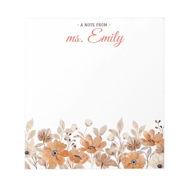 Blue Boho Wasserfarbbänder Personalisiert Notizblock (Vorderseite)