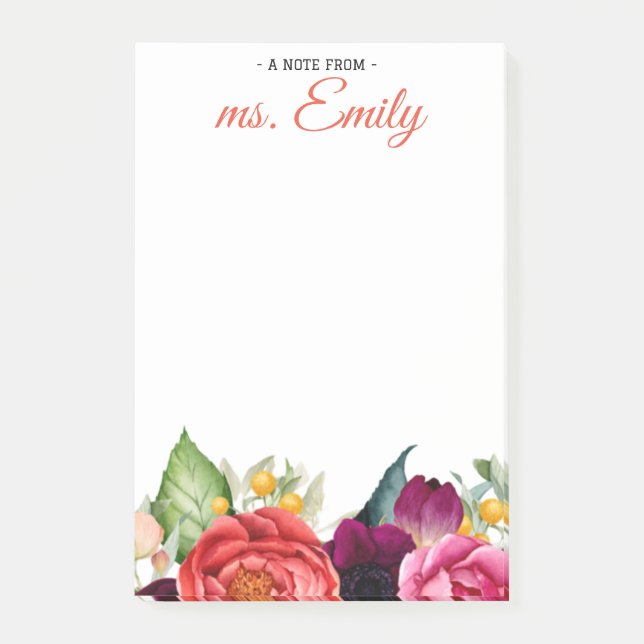 Blue Boho Wasserfarbbänder Personalisiert Post-it Klebezettel (Vorderseite)