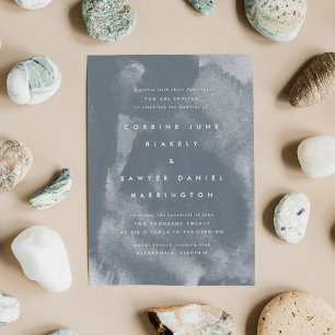 Blue Boho Watercolor Einladung zur Hochzeit