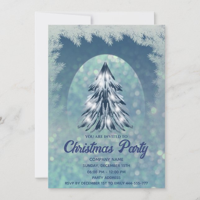 Blue Bokee Aquarell Weihnachten Party Einladung (Vorderseite)