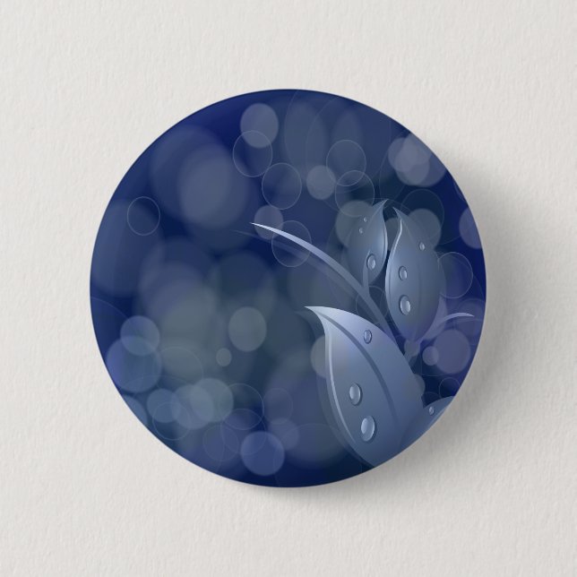 Blue Bokeh-Blätter Button (Vorderseite)