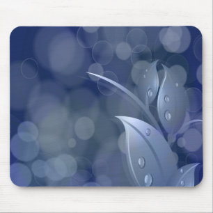 Blue Bokeh-Blätter Mousepad