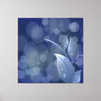 Blue Bokeh Blätter Wrapped Canvas