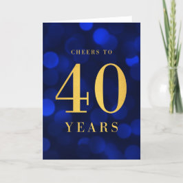 Blue Bokeh Gold jubelt auf 40 Jahre Geburtstag Karte