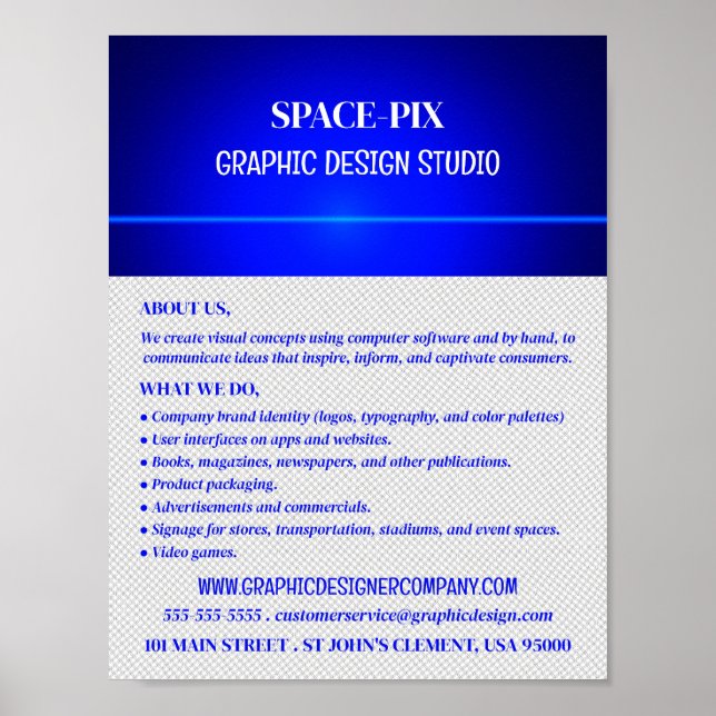 Blue Bokeh Guilloché Design, Grafikdesigner Poster (Vorne)