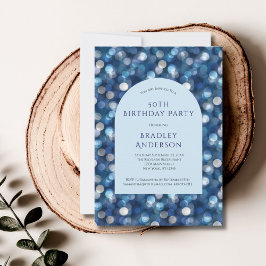 Blue Bokeh Hintergrund Arch für ihn 50. Geburtstag Einladung