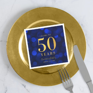 Blue Bokeh Imitate Gold Feiert 50 Jahre Geburtstag Serviette