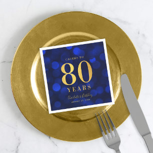 Blue Bokeh Imitate Gold jubeln bis 80 Jahre Geburt Serviette