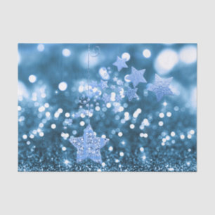 Blue Bokeh Imitats Glitzer & Stars Tissue Paper Seidenpapier