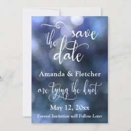 Blue Bokeh Light & Typografie 32, Save the Date