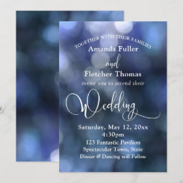 Blue Bokeh Light & Typografie 32 Wedding 3 Einladung