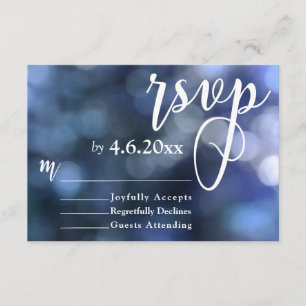 Blue Bokeh Light & Typografie 32 Wedding RSVP