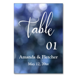 Blue Bokeh Light & Typografy Tischnummer Card