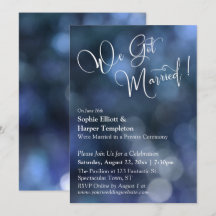 Blue Bokeh Light & "We Got Verheiratet" Typografie