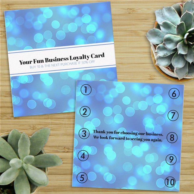 Blue Bokeh Small Business Loyalty Punch Card Terminkarte (Von Creator hochgeladen)