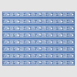 Blue Bone Inlay Floral Border Decoupage Paper Seidenpapier