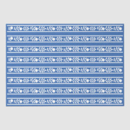 Blue Bone Inlay Floral Border Decoupage Paper Seidenpapier