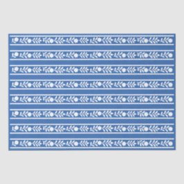 Blue Bone Inlay Floral Border Decoupage Paper Seidenpapier